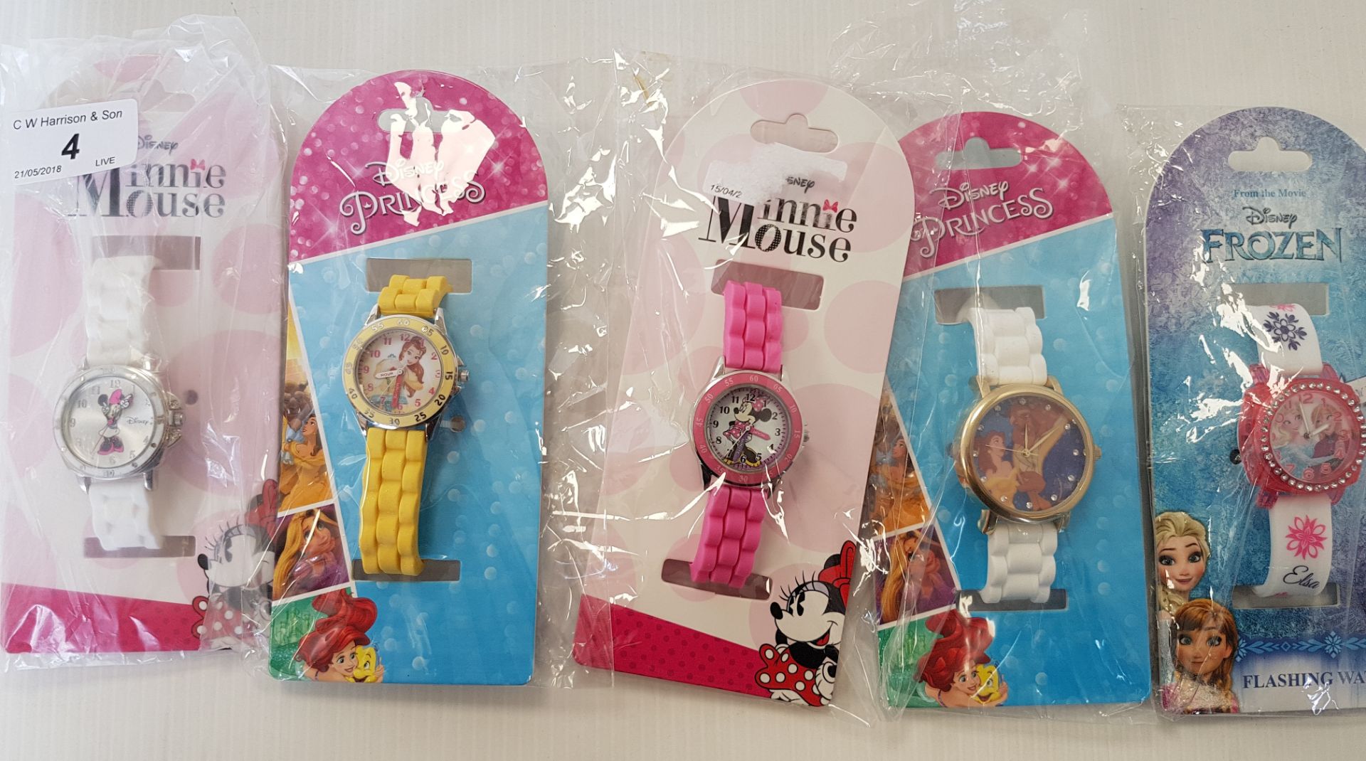 5 x assorted children's Disney watches including Beauty and The Beast,