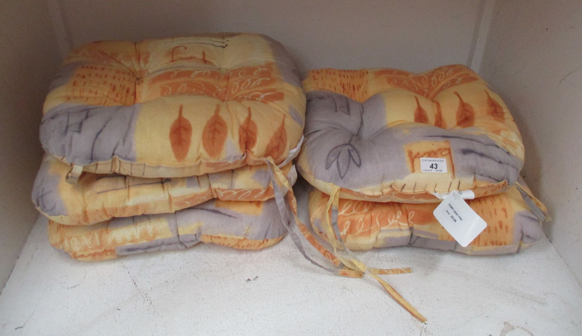 A set of five yellow patterned upholster