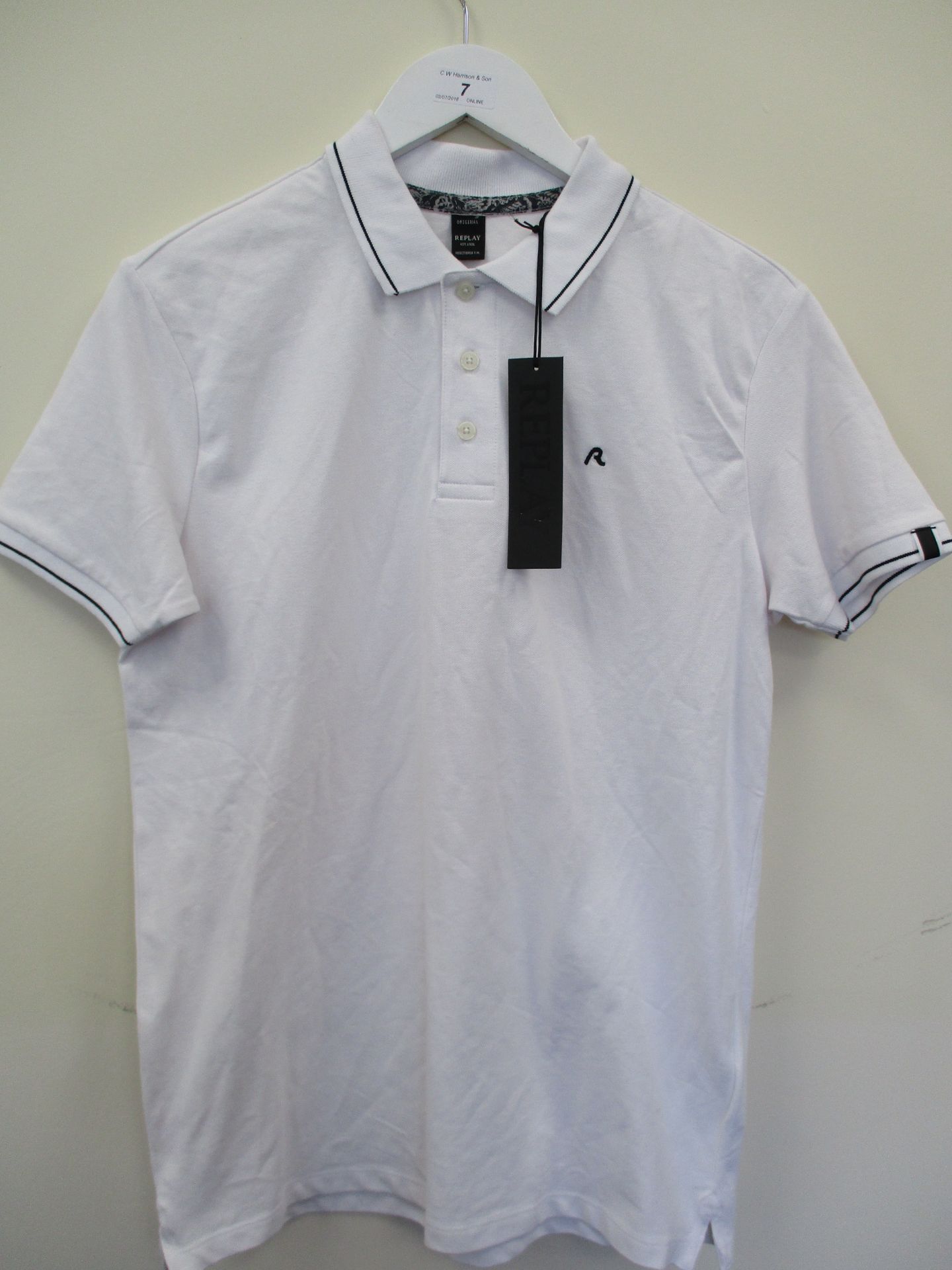 Replay polo shirt - white - medium RRP £55