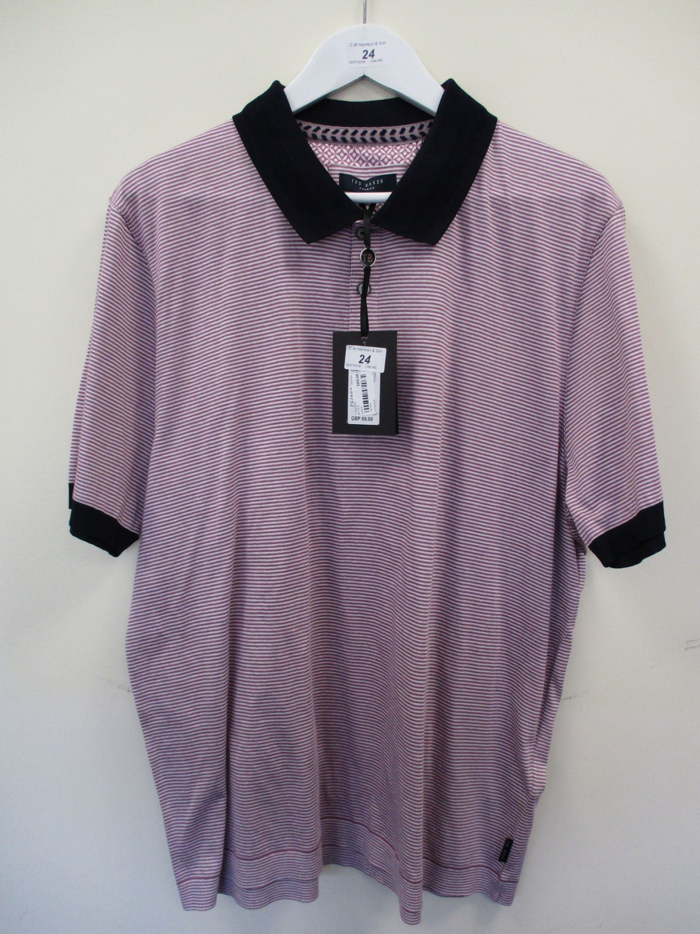 Ted Baker polo shirt - purple stripe - 3XL RRP £69