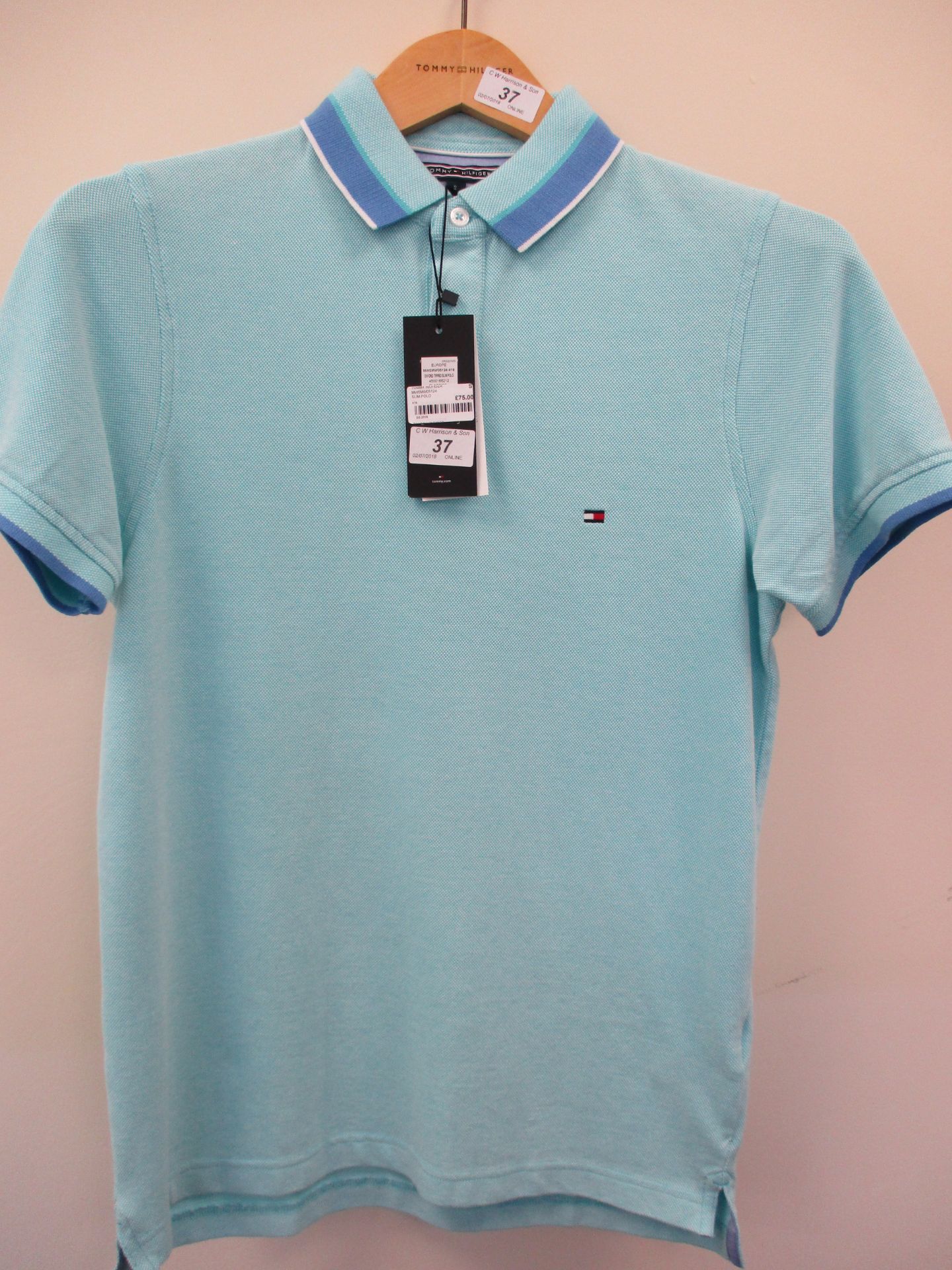 Tommy Hilfiger polo shirt - pale blue - small RRP £75