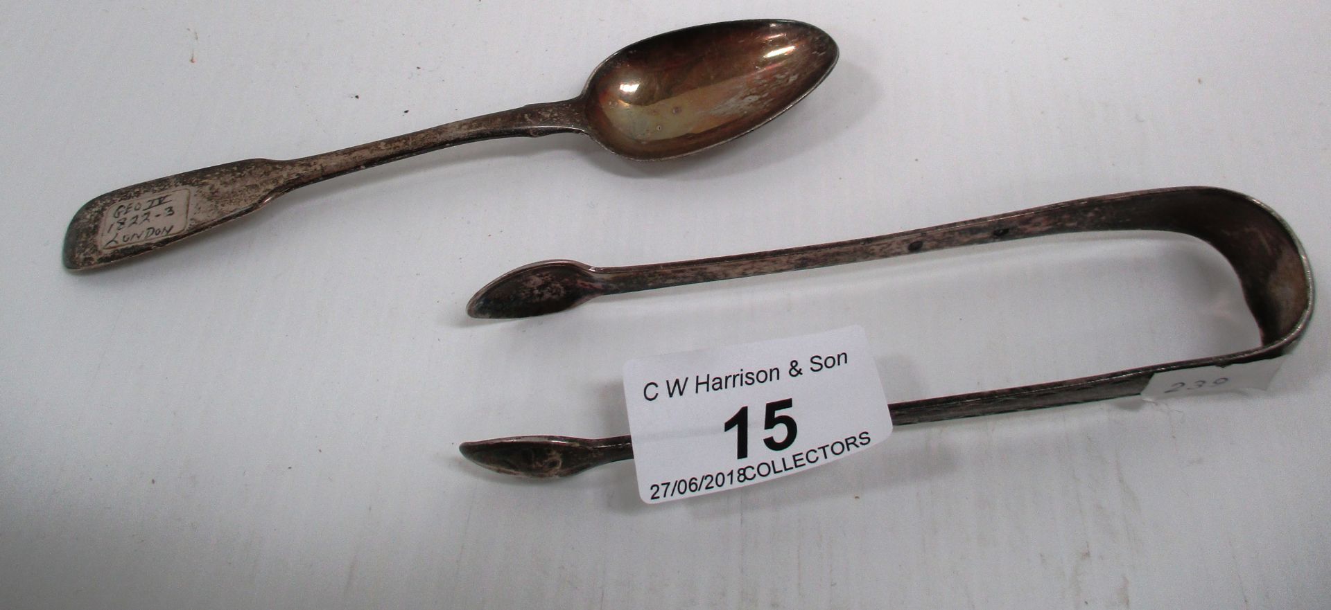 A George IV silver teaspoon, London 1822 [approximate weight 0.