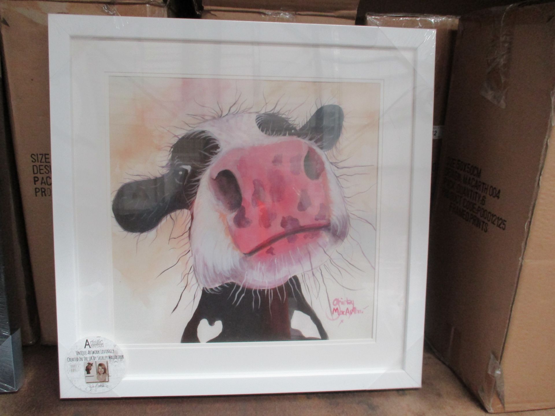 6 x Artistic Britain framed prints of "Cows" by Shirley MacArthur 35 x 35 cm [1 outer box]