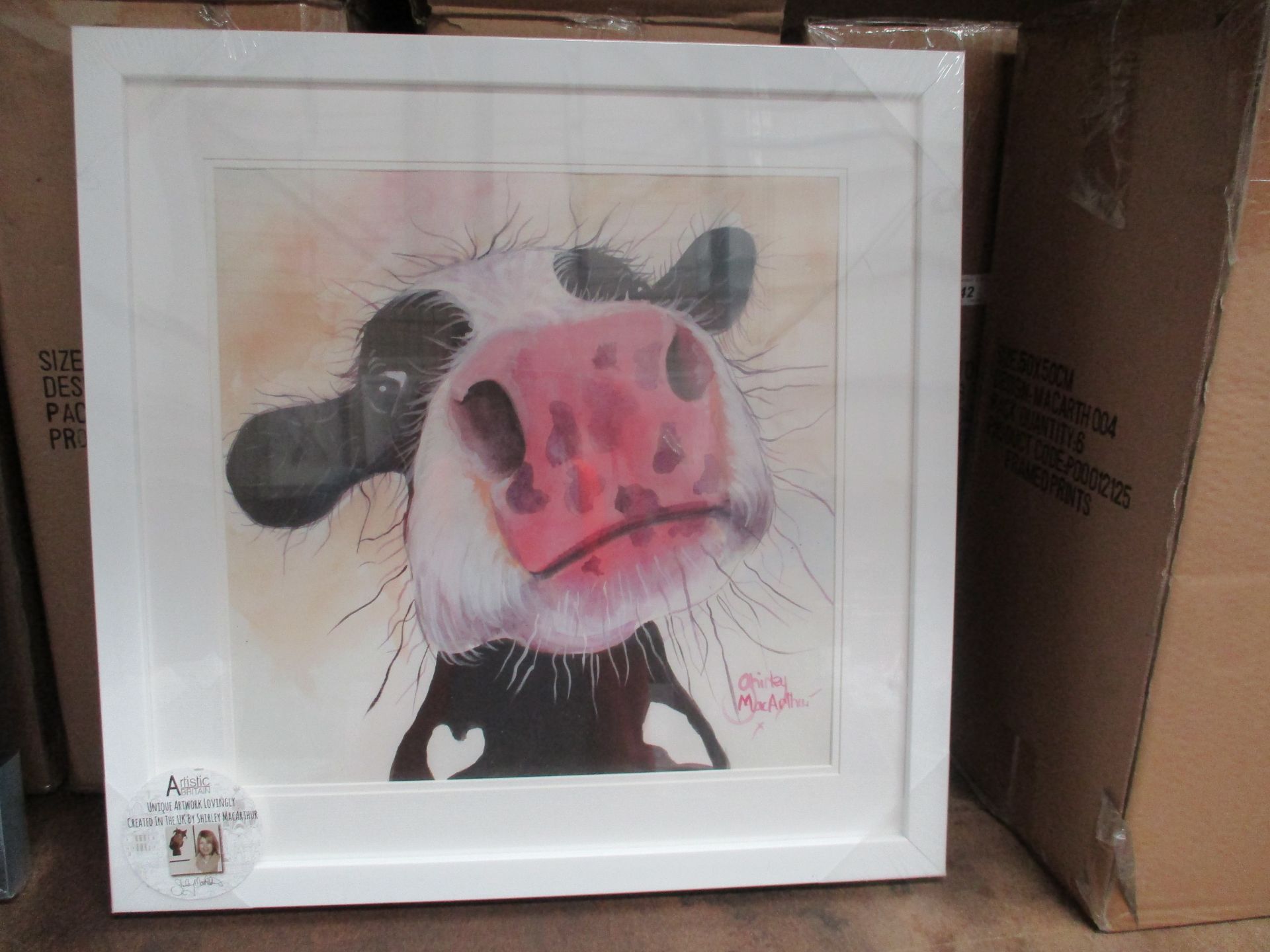 6 x Artistic Britain framed prints of "Cows" by Shirley MacArthur 35 x 35 cm [1 outer box]