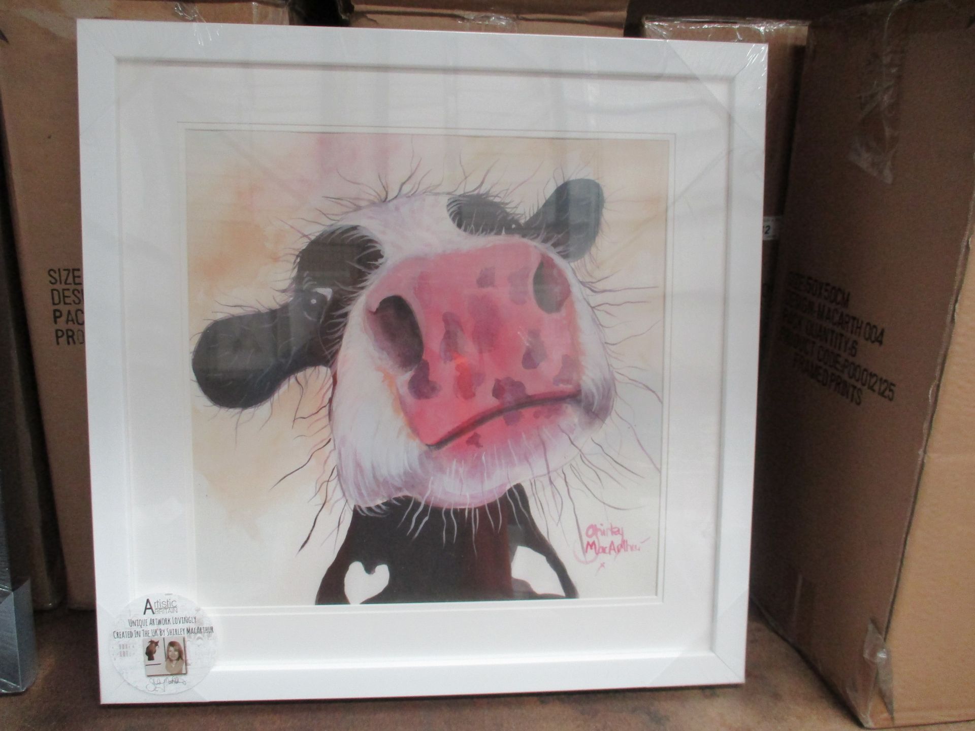6 x Artistic Britain framed prints of "Cows" by Shirley MacArthur 35 x 35 cm [1 outer box]