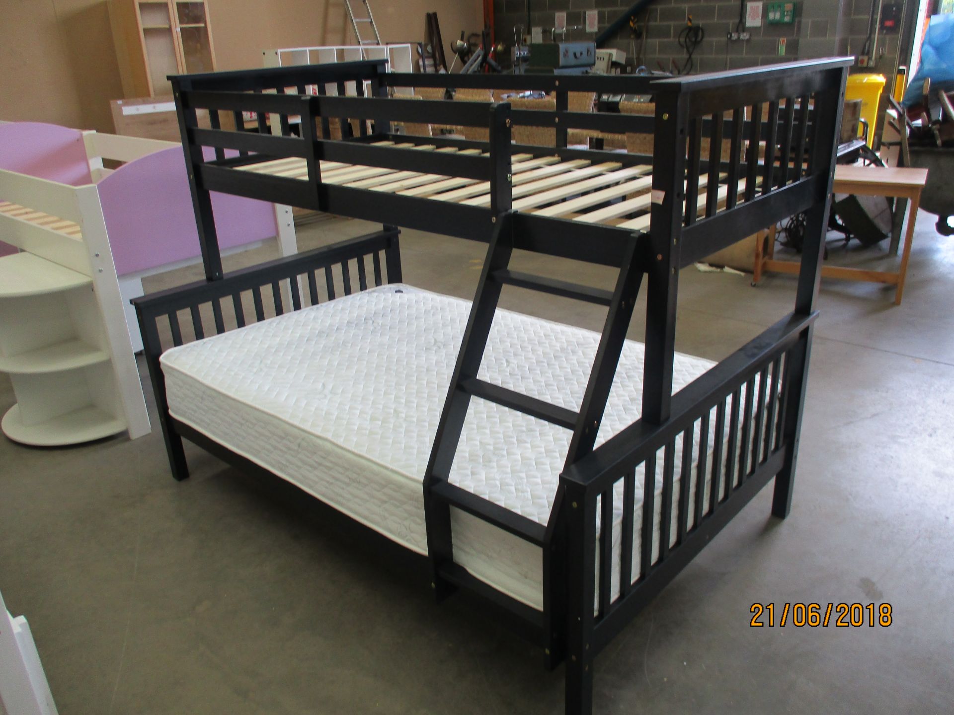 Black wooden bunk bed - upper 3', lower 4',