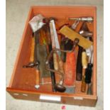 Drawer and contents - assorted tools, hammers, hand drill etc.