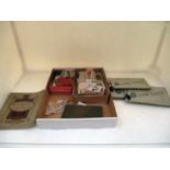 Contents to tray - four Senior Service cigarette card albums (one without cards),