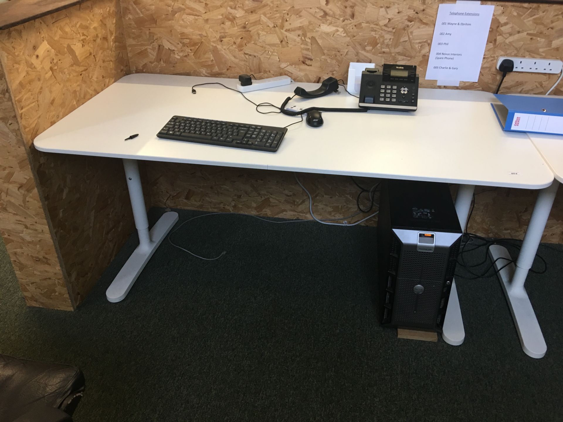 White framed adjustable office desk