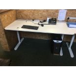 White framed adjustable office desk