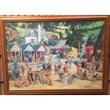 Framed jigsaw of a seaside village - 50 cm x 70 cm