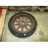 Ten spoke metal wheel 25" diameter fitted with Dunlop tyre