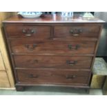 Mahogany chest of drawers [2 short, 3 long] 91cm high,