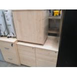 Three pine finish two drawer pedestals (one with key)