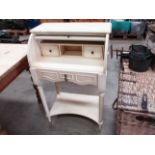 A cream painted single drawer bureau 67cm