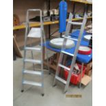 Two items - Beldray aluminium five stepladder and an aluminium 10 rung double extension ladder
