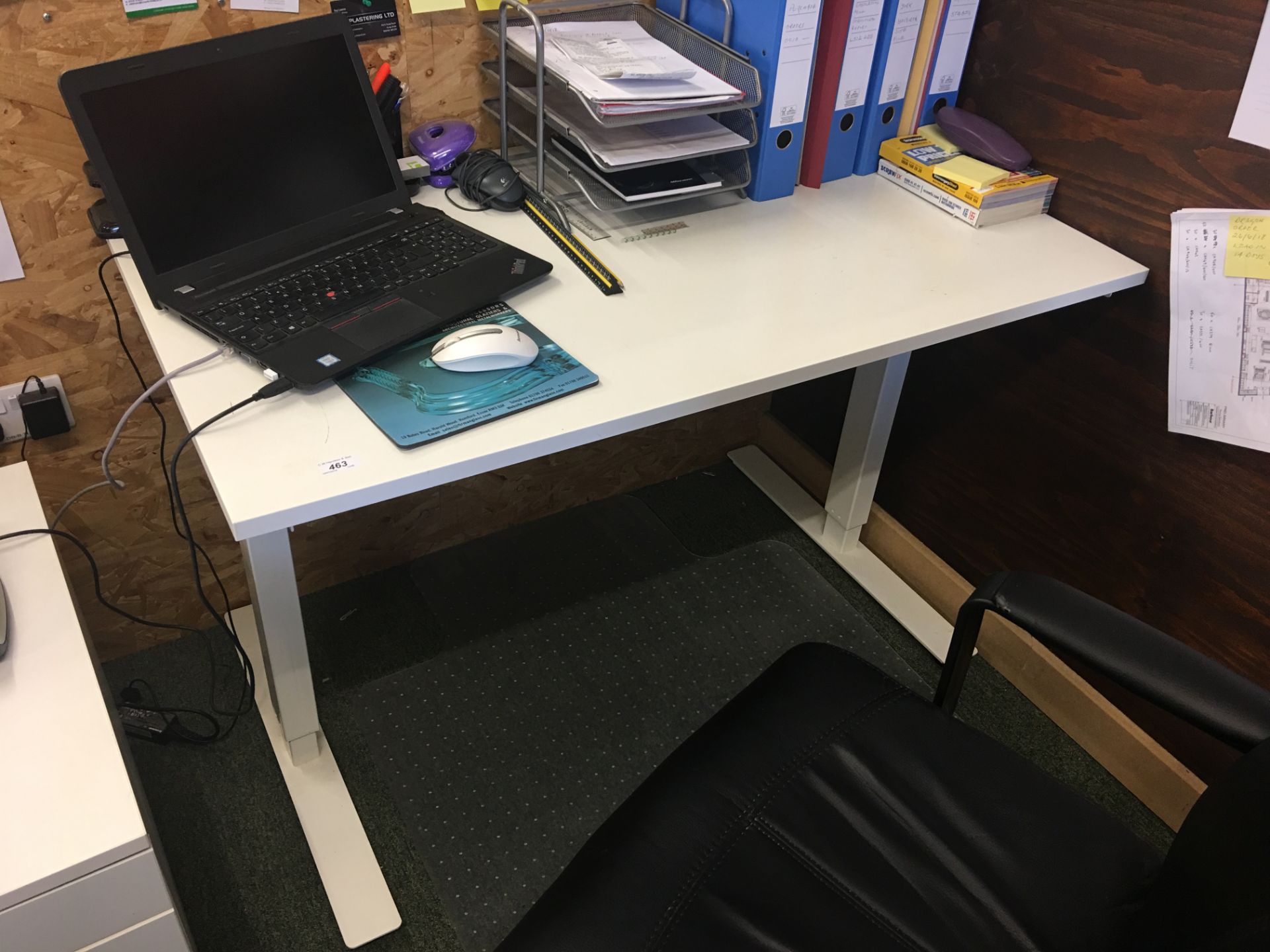 White framed adjustable office desk