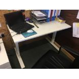 White framed adjustable office desk