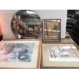 5 x items, Louisa Fennell floral print, Beryl Butler watercolour, Jackie Simmonds print,