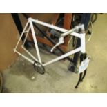 White and black bicycle frame