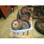 Contents to pallet - assorted wheel barrow wheels