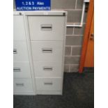 A grey metal four drawer filing cabinet (unlocked no key)