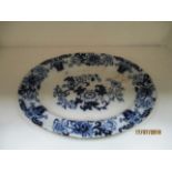 Large blue and white oval meat platter Nanking pattern