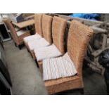 4 x woven high back dining/cafe chairs with cushions
