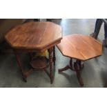 Two octagonal side tables