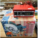 Parkside circular saw 1400w 240v and Absarr portable battery charger 240v