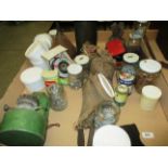 Contents to tray - wall mounted oil lamp, quantity of screws, grinding discs,