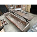 Two items - wooden trough approx 6' x '1.