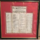 A framed auctioneer catalogue for James White Auctioneer,