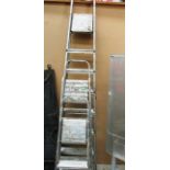 Three assorted pairs of aluminium step ladders
