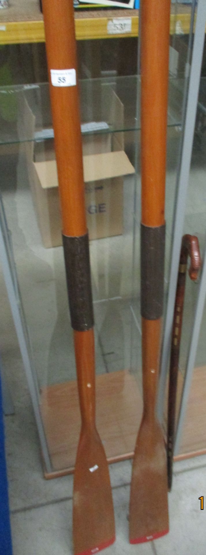 A pair of Seagrade wooden oars