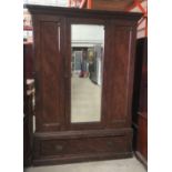 A Victorian painted and grained pine wardrobe,
