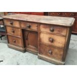 Victorian pine kitchen sideboard with seven drawers and one cupboard 157 cm x 86 cm