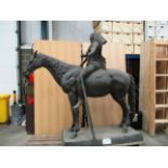 A FULL SIZE SCULPTURE in brass with bronze finish of a Native American Indian Chief addressing his