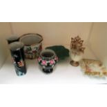 Losol ware pottery planter, pair of Crown Devon vases, Shelley pottery planter,