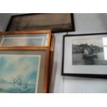 A view of London embankment and six other prints/photo prints of ships and boats