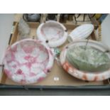 Contents to tray - decorative coloured glass light shades from 1930s,