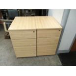 Two pine finish three drawer pedestal (unlocked no keys)