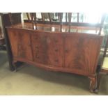 Mahogany sideboard with three central drawers flanked by two cupboards - 155 cm wide