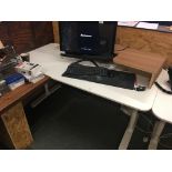 White framed adjustable office desk