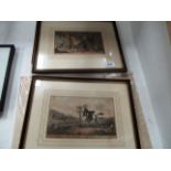Three framed Rowlandson prints and two others in mounts, all featuring Dr.