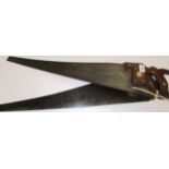 A Diston screw back cross cut hand saw 26" apple wood handle 6PPI and one other