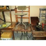 Three items - cast iron sewing machine table base,