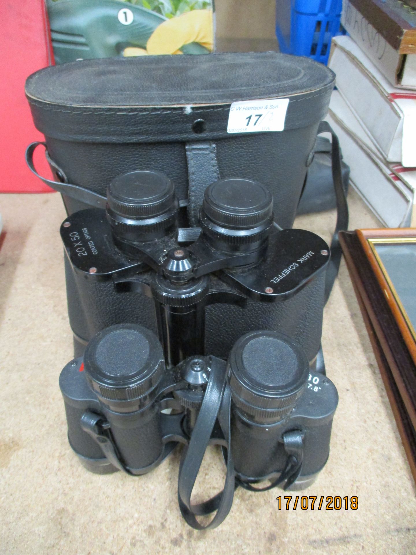 Two items - Mark Scheffel 20 x 50 binoculars in case and a pair of Prisma 8 x 30 binoculars in case