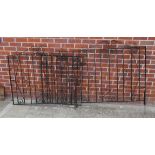 Large black painted wrought iron gate approximately 230 x 130cm high and a smaller gate 72 x 88cm