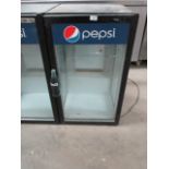 A Beverage Air single door glass front Pepsi bottle chiller